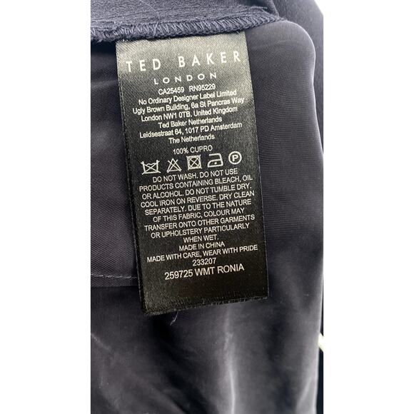 TED BAKER LONDON Women's Navy Pleated Wide-Leg High-Rise Pant SZ 1/US4 - Picture 8 of 10